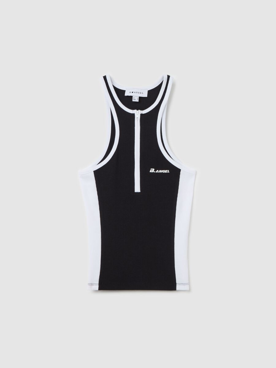 B.ANGEL X THE SEA BEYOND cropped tank top with zip_4