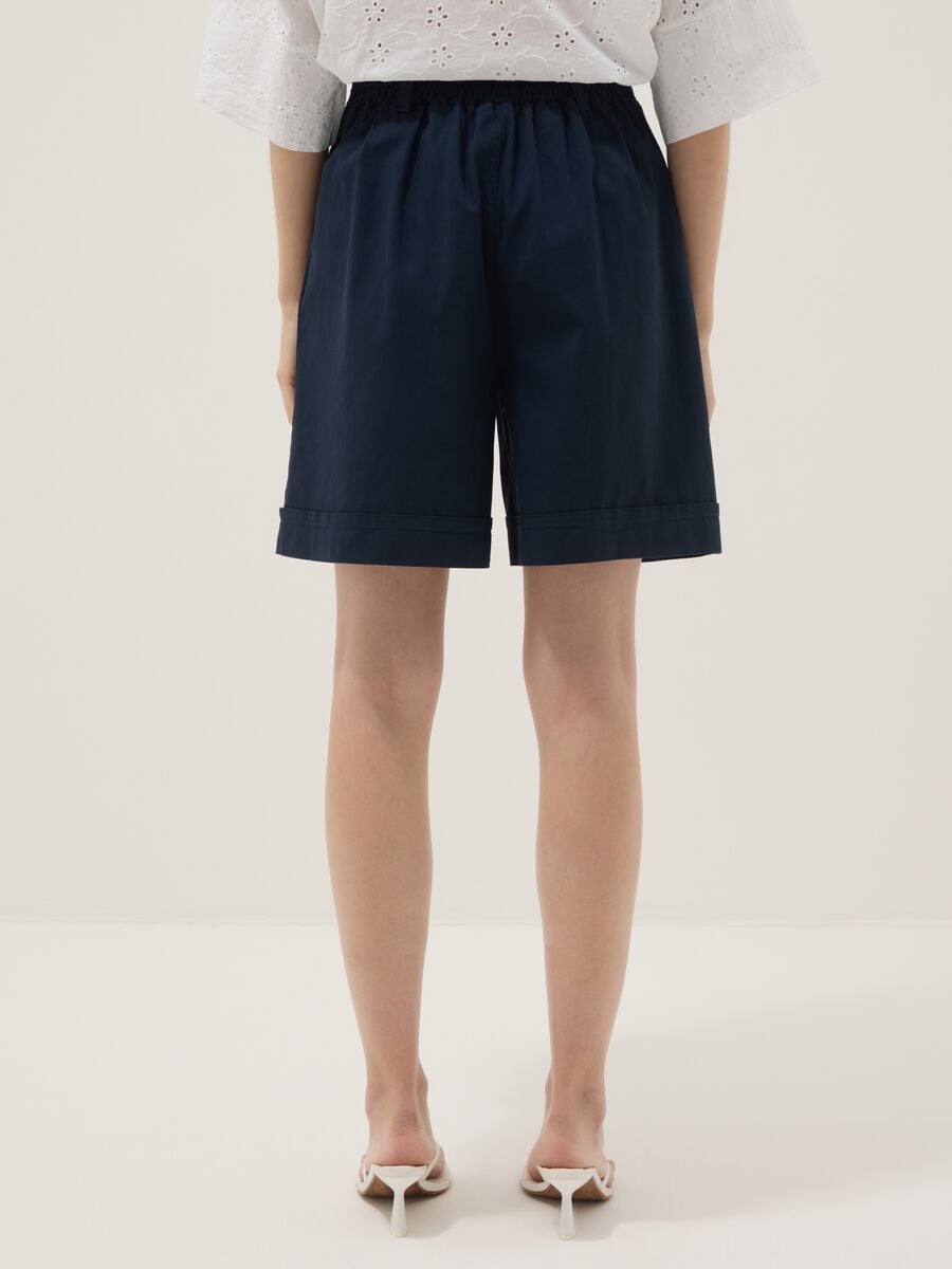 Shorts blu in cotone elasticizzato_3