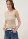 Beige pure cotton ribbed vest top, regular fit_0