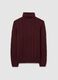 Pullover a collo alto rosso regular fit con design a trecce_0