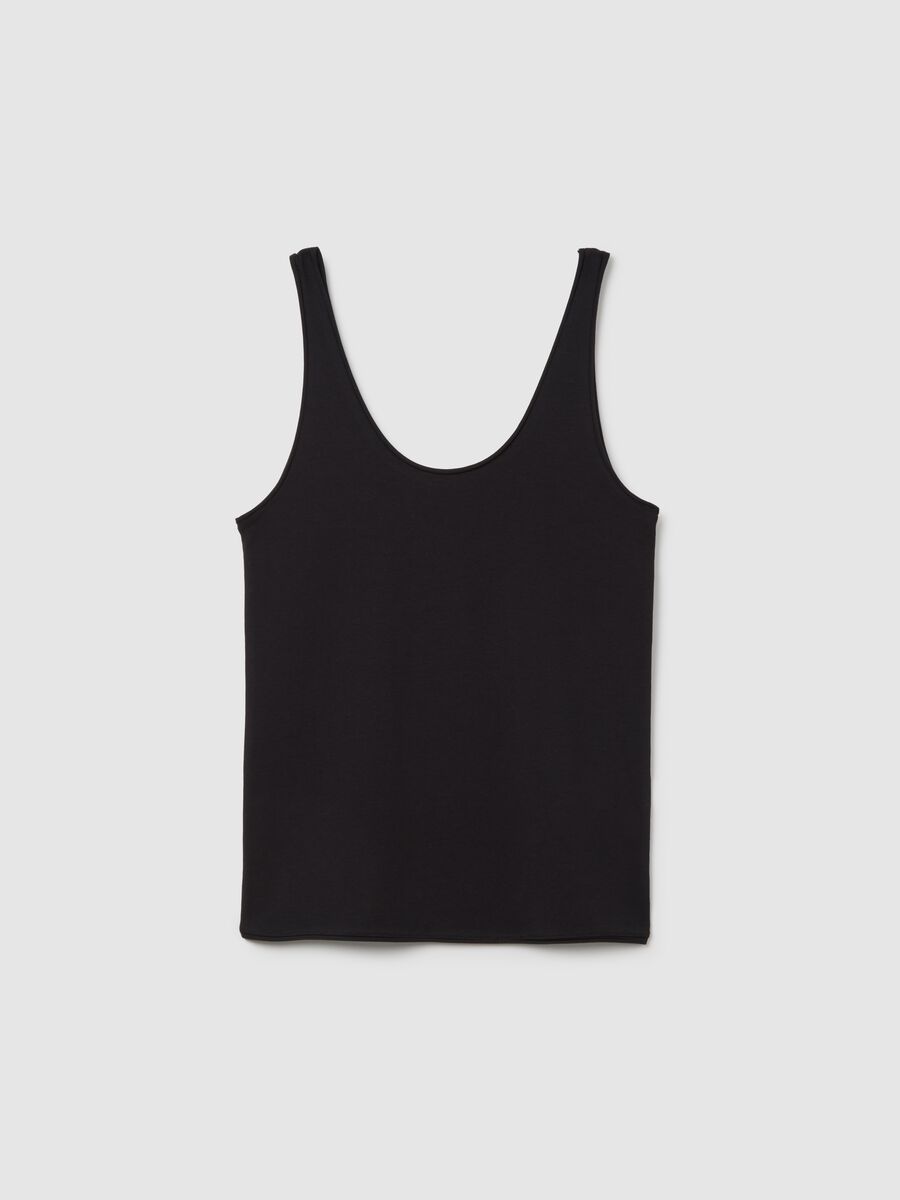 Women's Black Stretch Cotton Tank Top Regular Fit_0