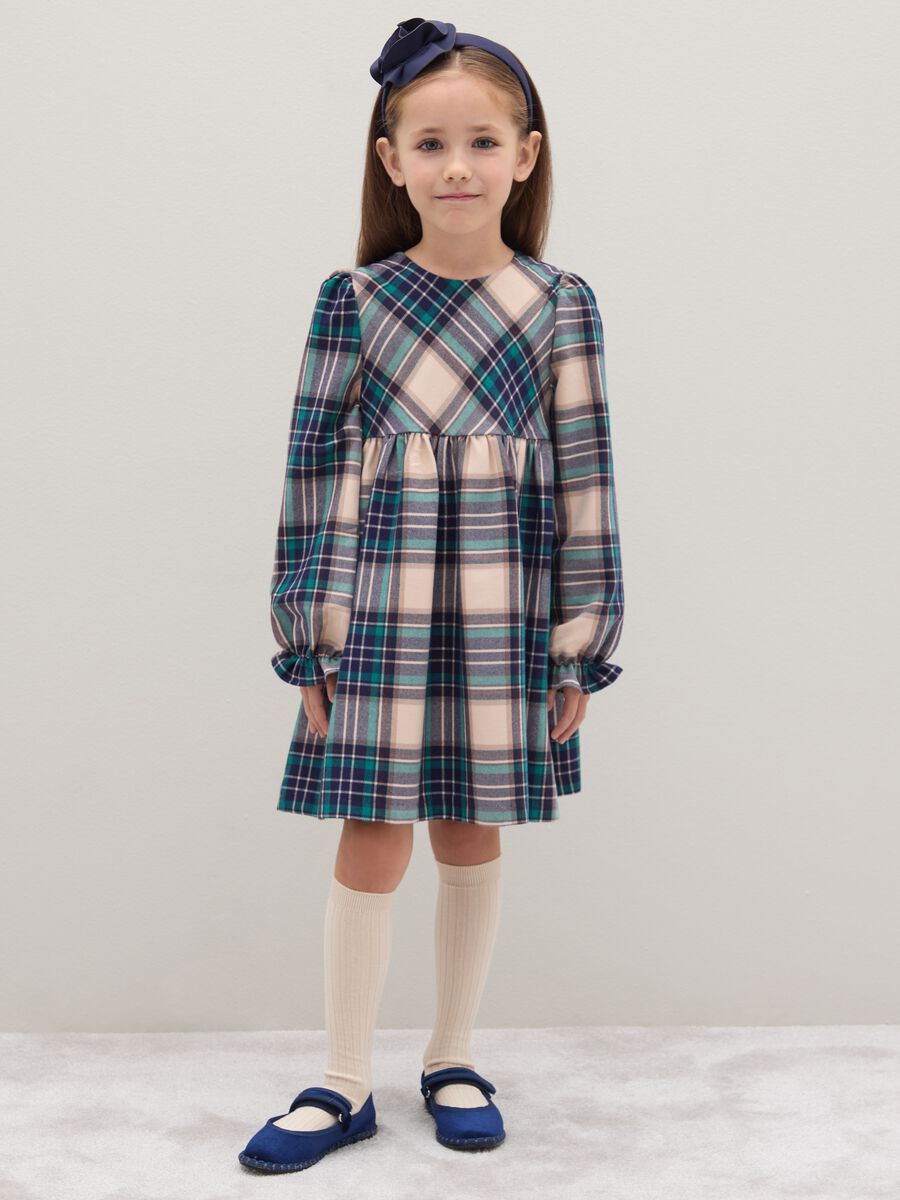 Abito a quadri multicolor da bambina in flanella regular fit_0