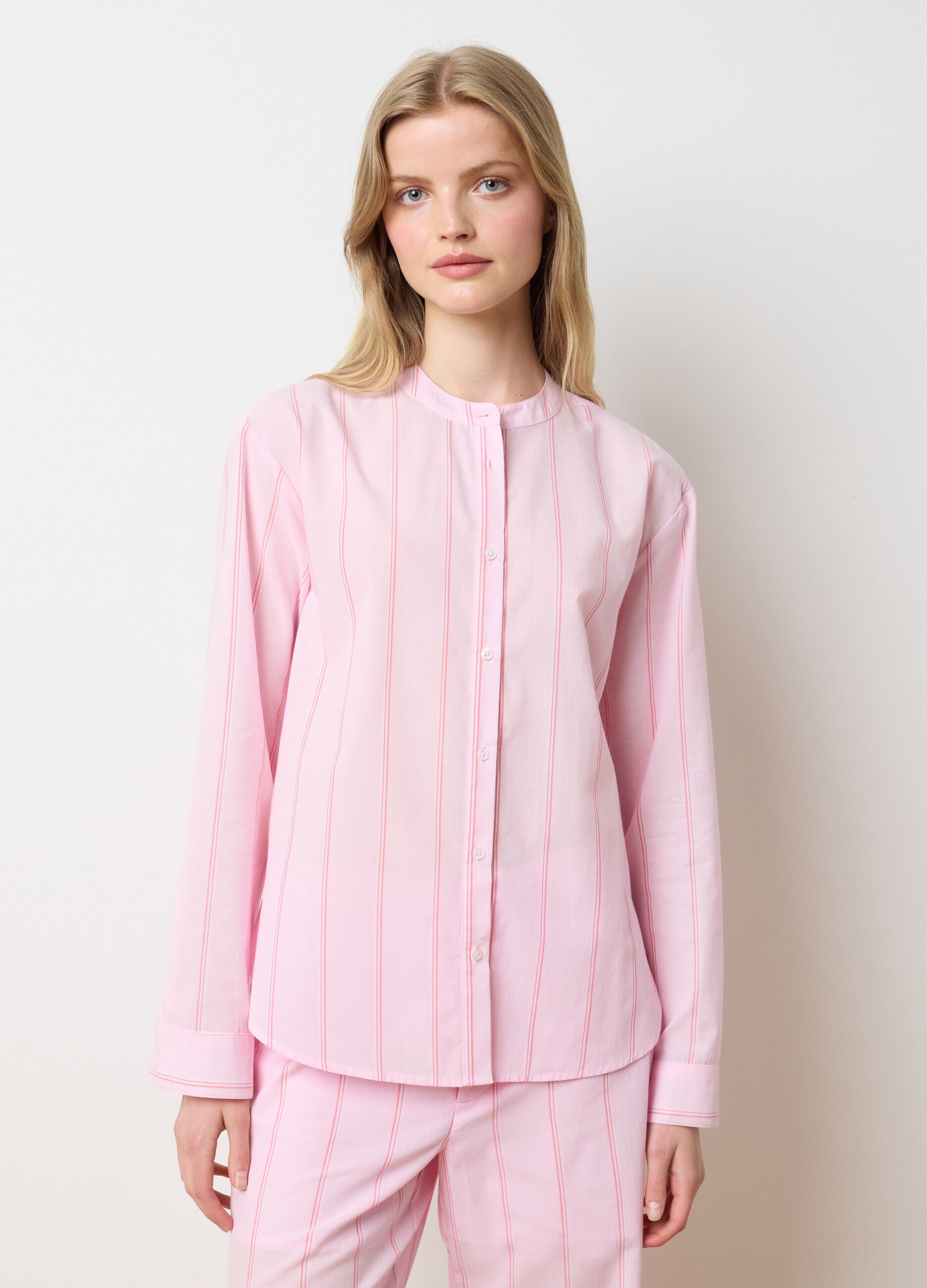 Women's pink pure cotton shirt regular fit with classic collar