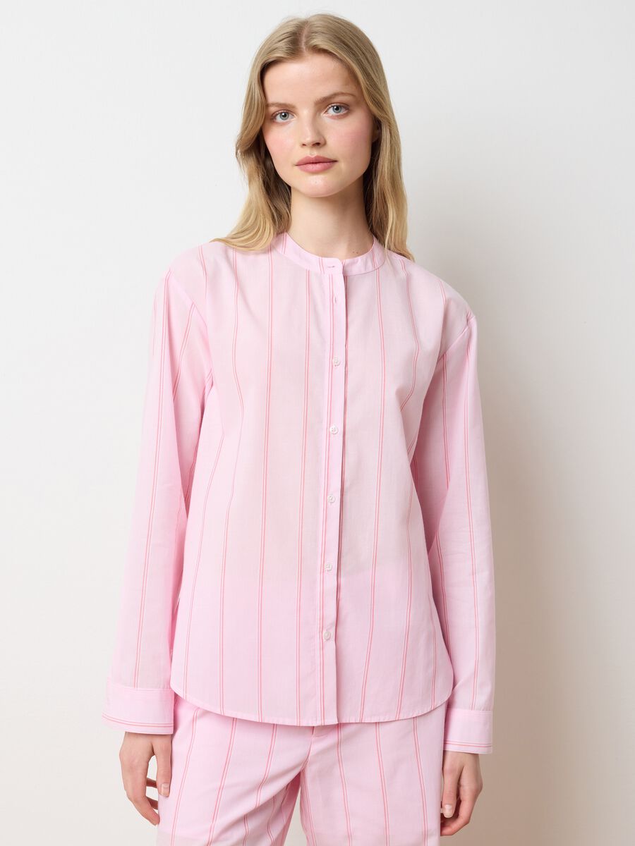 Women's pink pure cotton shirt regular fit with classic collar_1