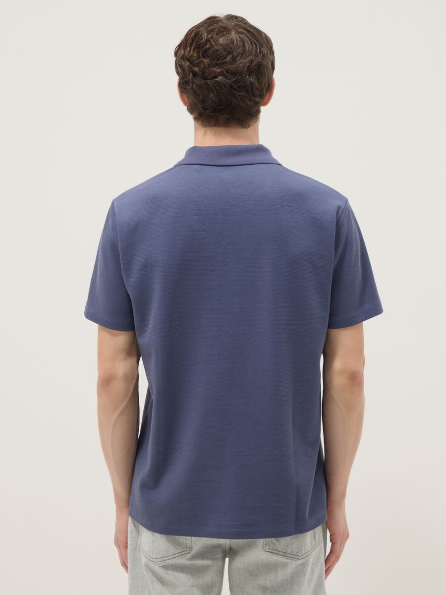 Blue stretch cotton polo shirt_3