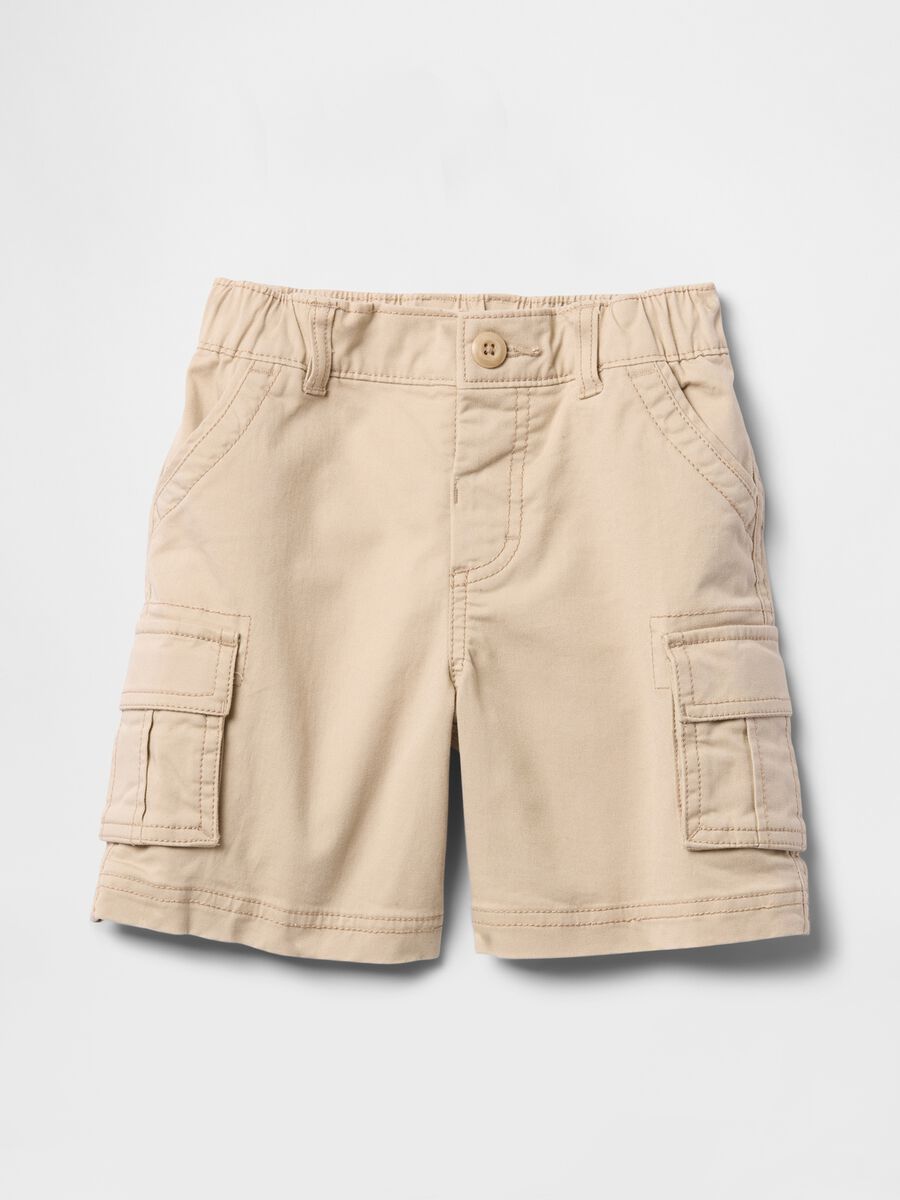 Beige Cargo Shorts for Children_1
