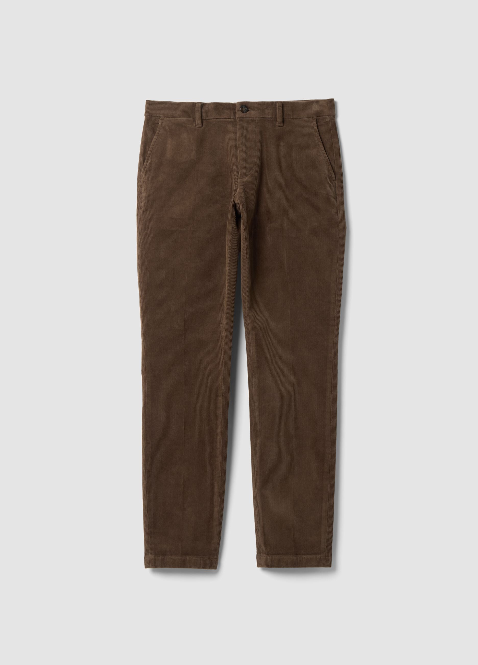 Pantaloni chino marroni in cotone elasticizzato slim fit