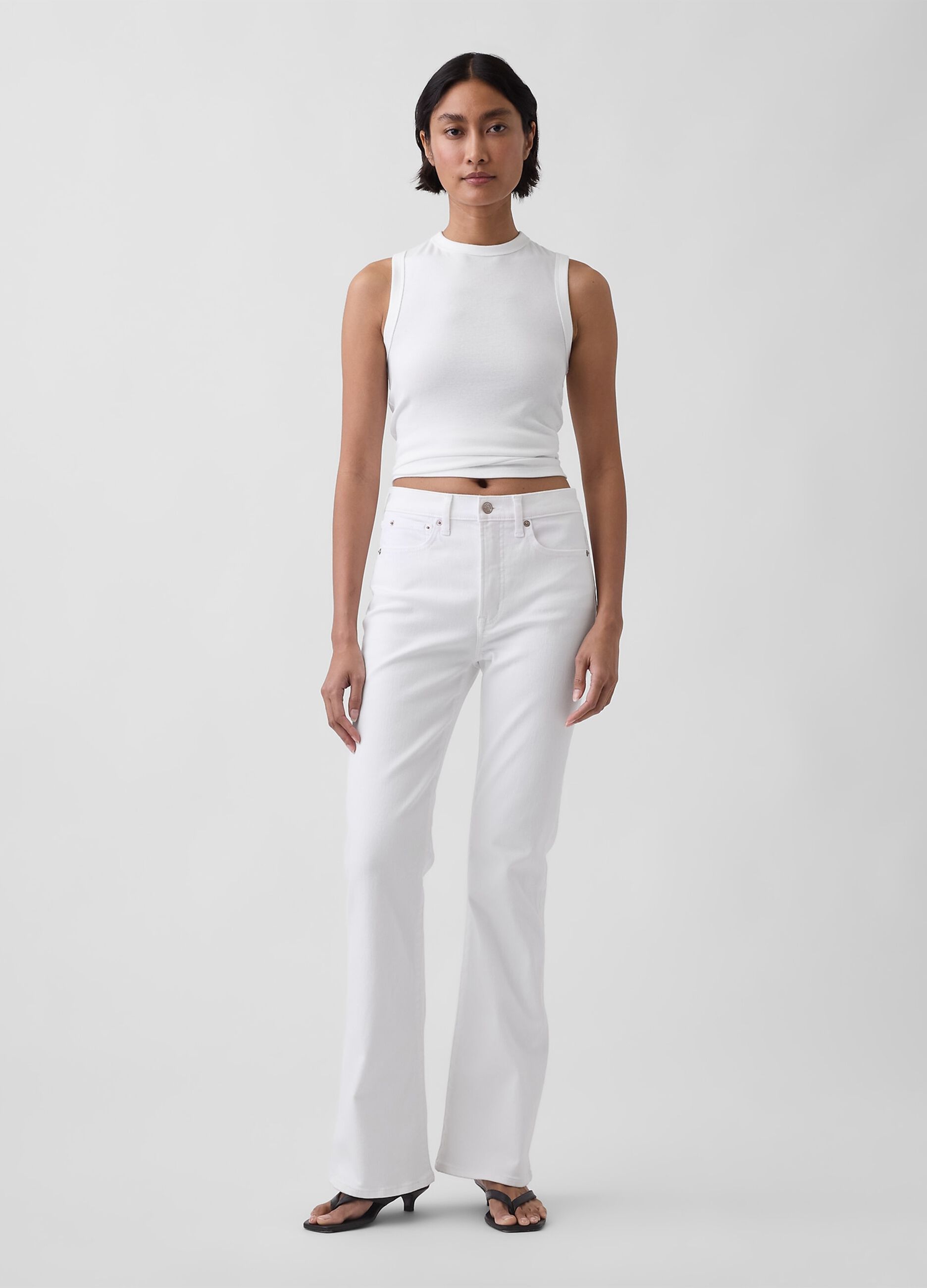 Stretch cotton flared-leg jeans