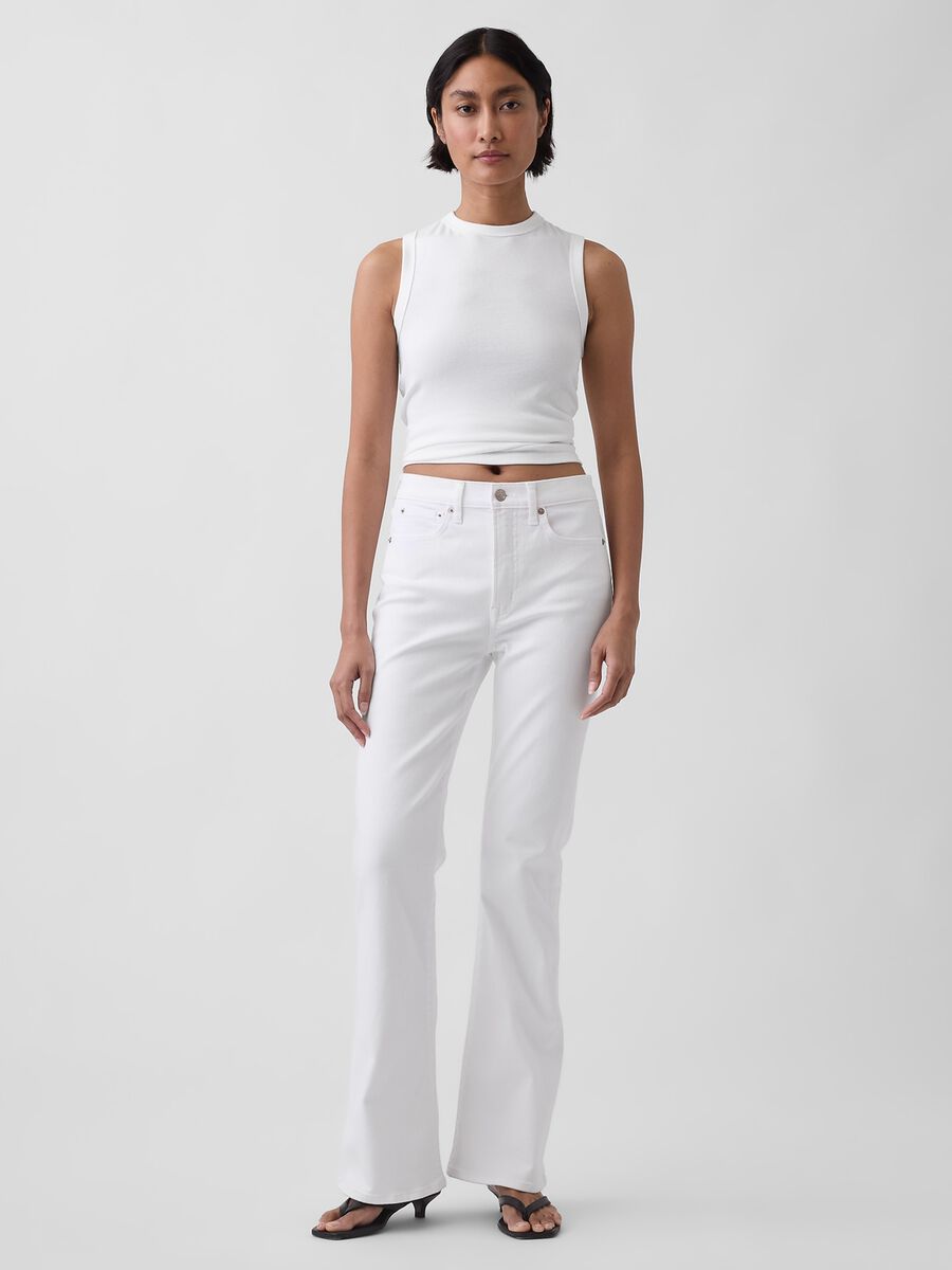 Stretch cotton flared-leg jeans_0