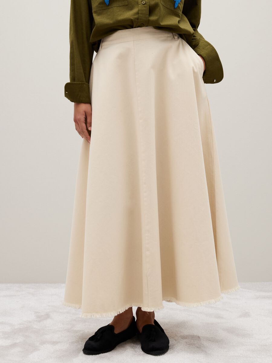 Beige pure cotton skirt_2