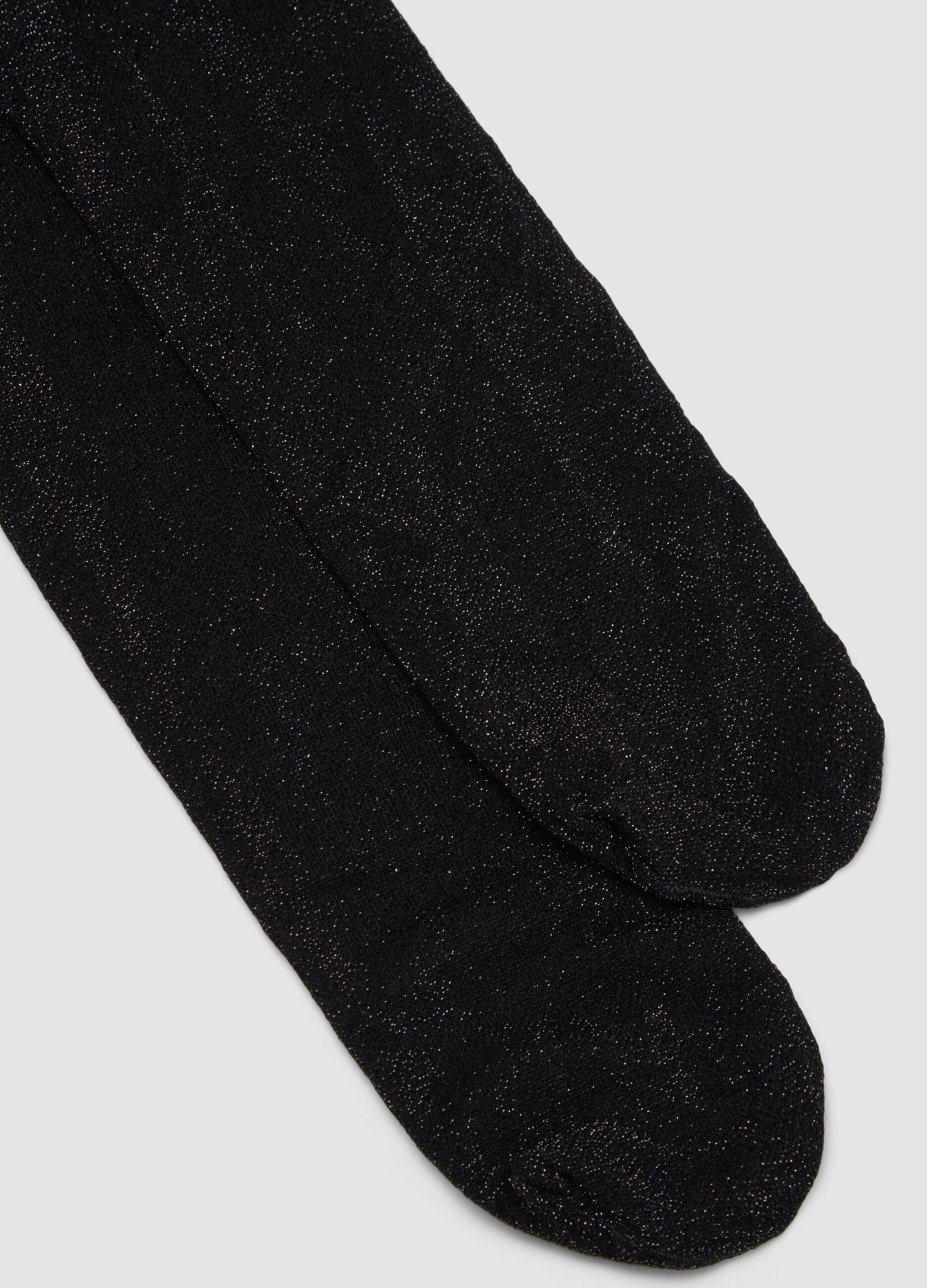 Collant neri in tessuto elasticizzato con filati lurex