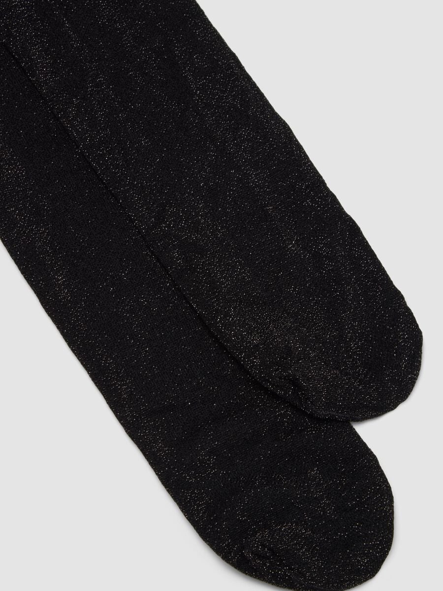 Collant neri in tessuto elasticizzato con filati lurex_1