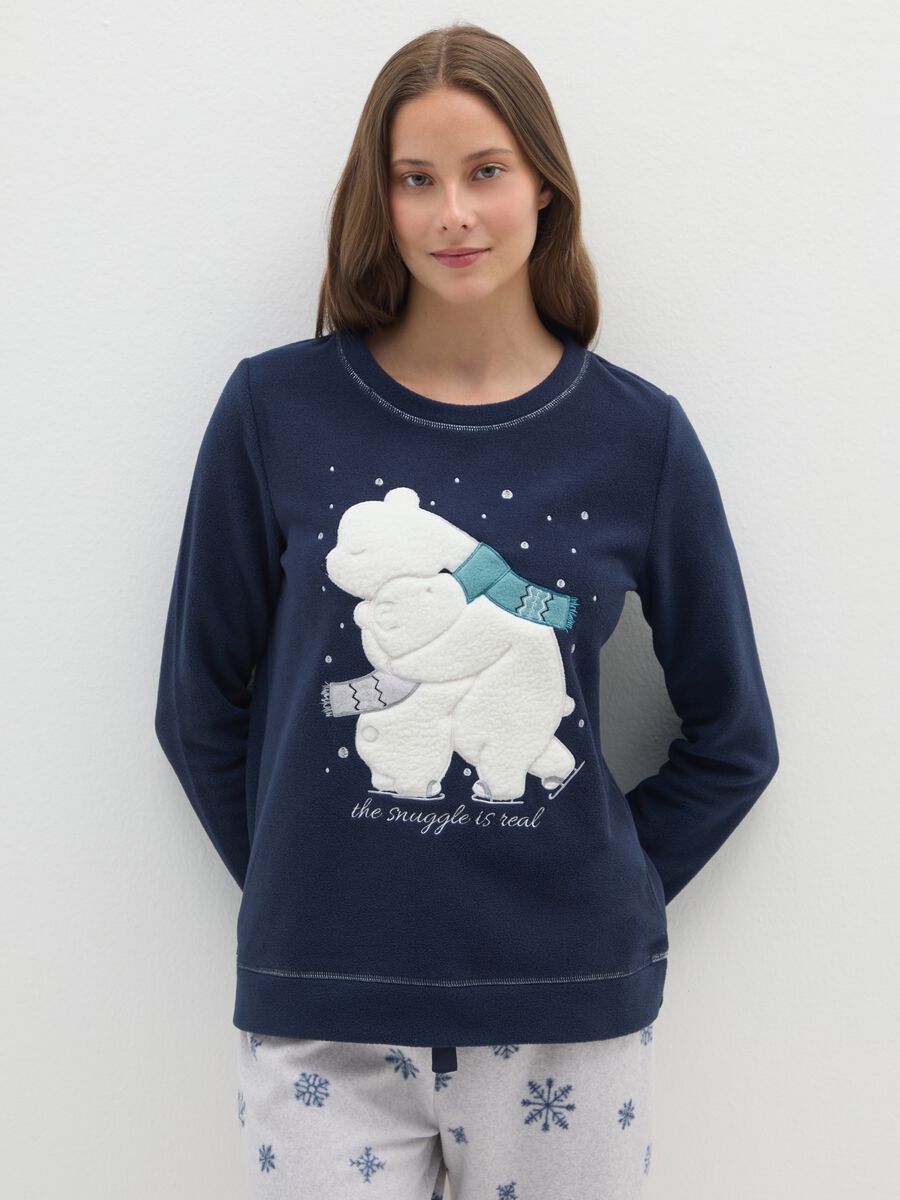 Multicolour blue regular fit pyjamas with print_1