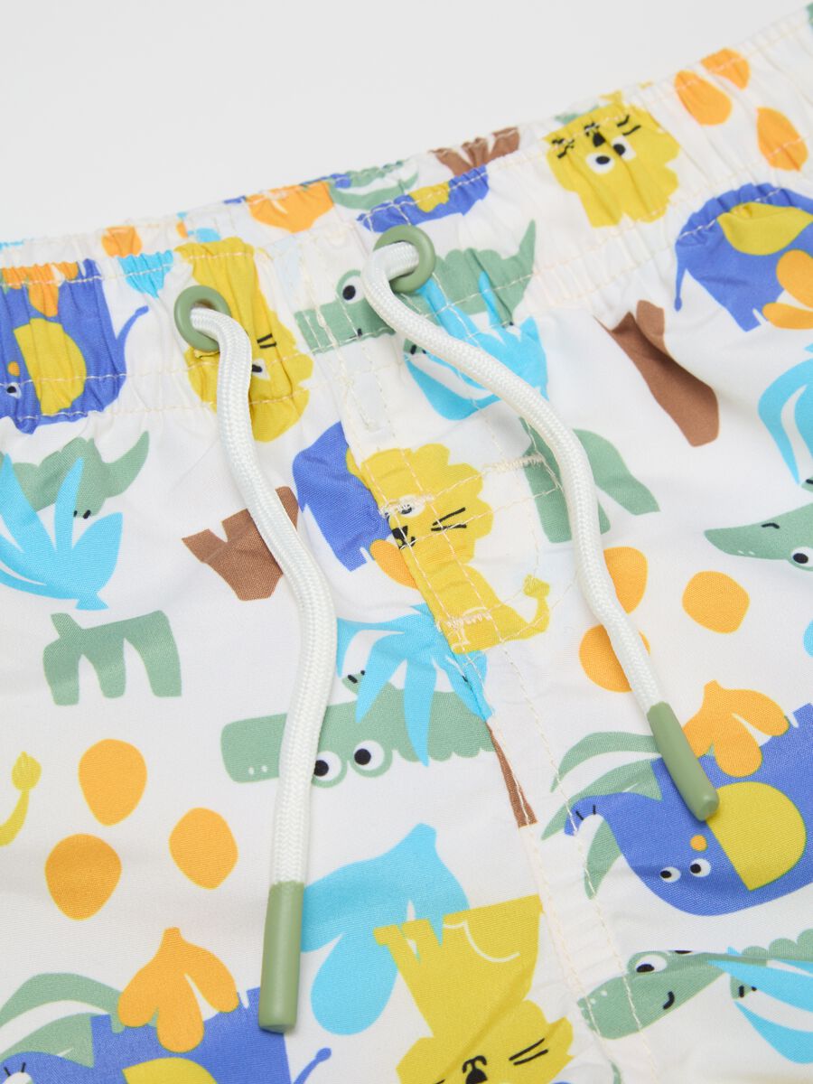 Children's multicolor regular fit shorts with animal print_3