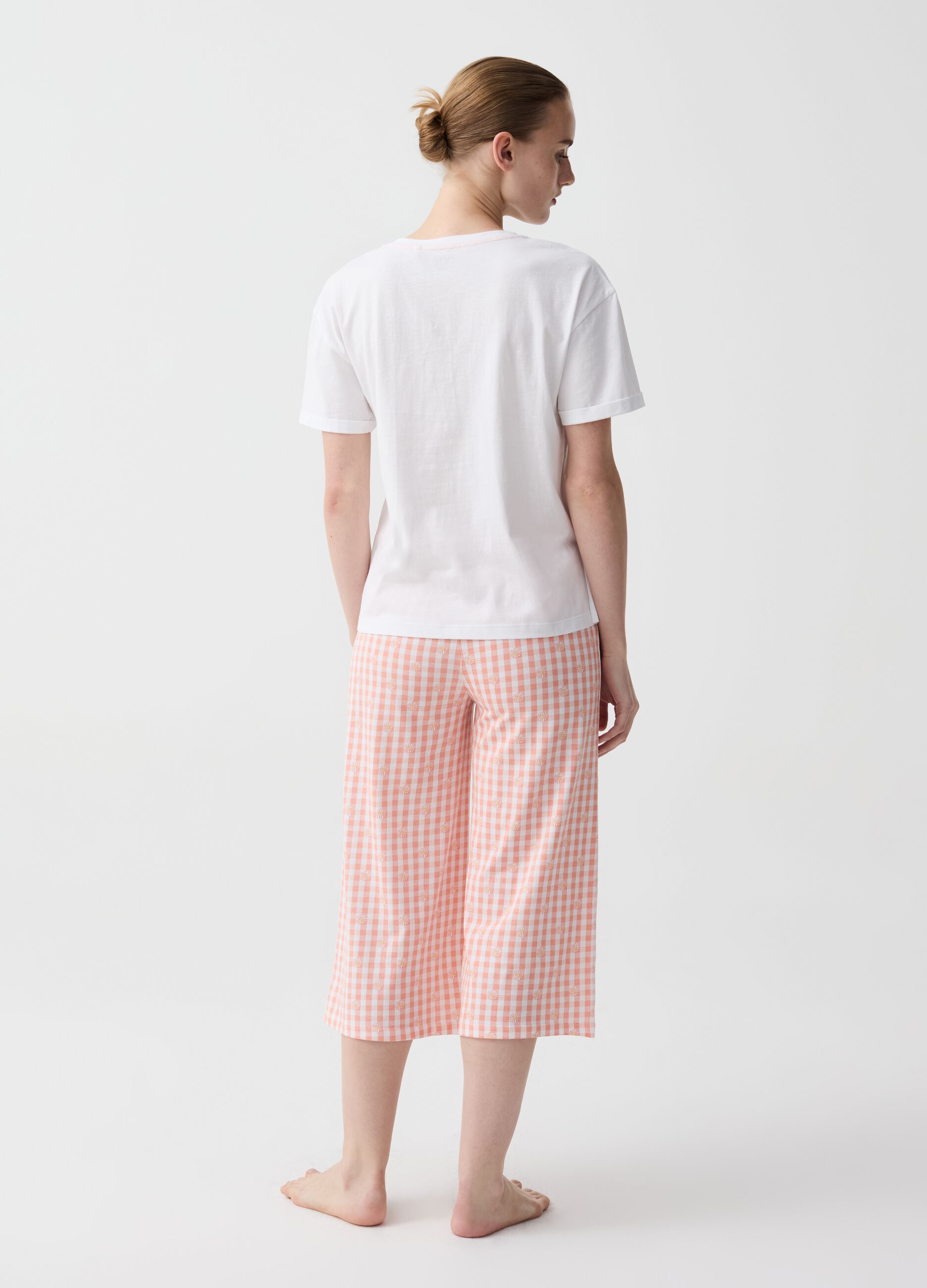 Gingham pyjamas with capri trousers