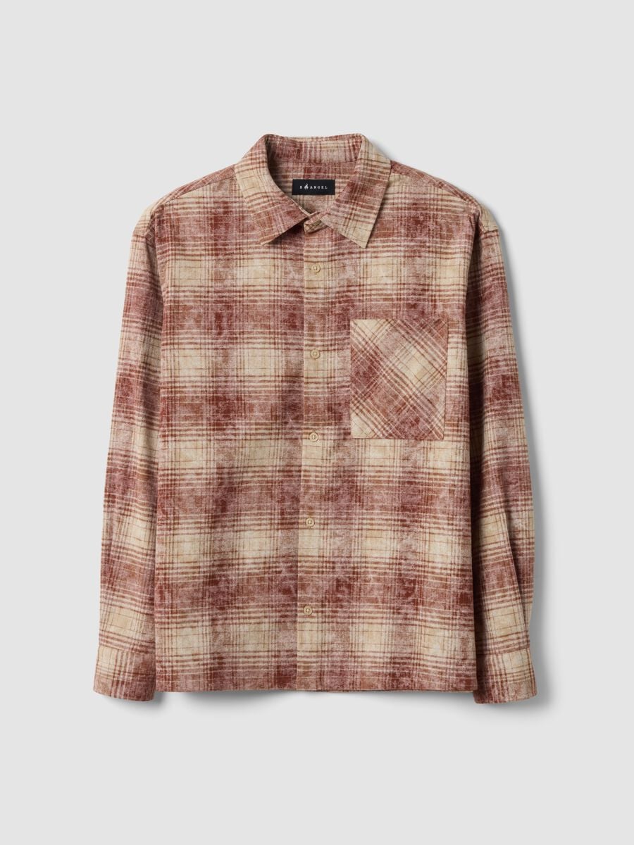 Brown checked pure cotton shirt_0