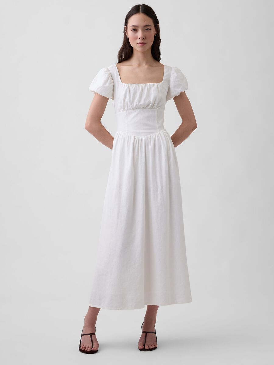 Linen-blend midi dress_0