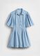 Blue cotton dress with puff sleeves_3