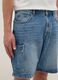 Regular-fit pure cotton blue denim Bermuda shorts_3