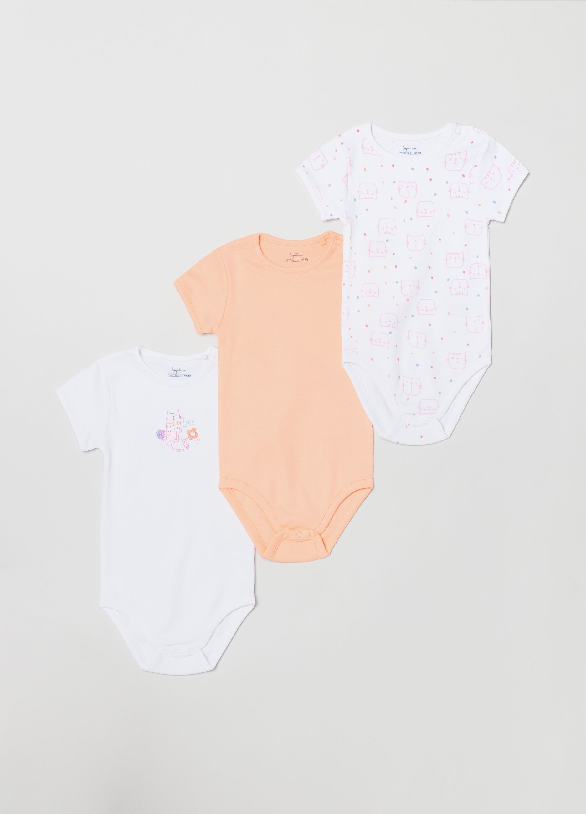 Tripack body in cotone con stampa