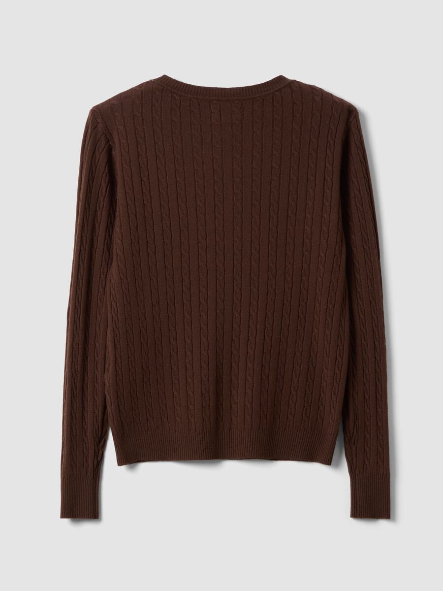 Maglia marrone in misto viscosa a trecce regular fit_2