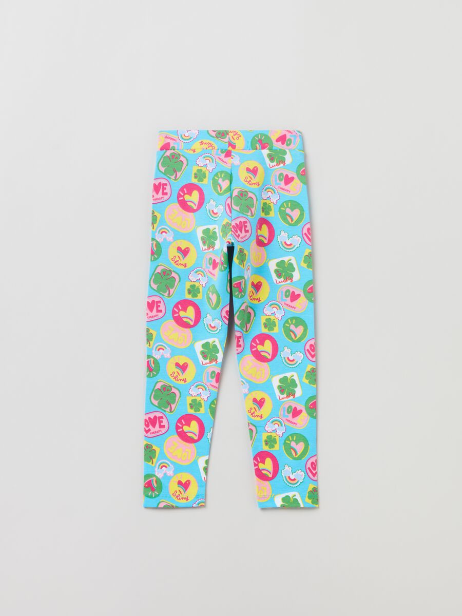 Leggings in cotone stretch con stampa_2