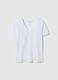 White pure cotton V-neck regular fit T-shirt_0