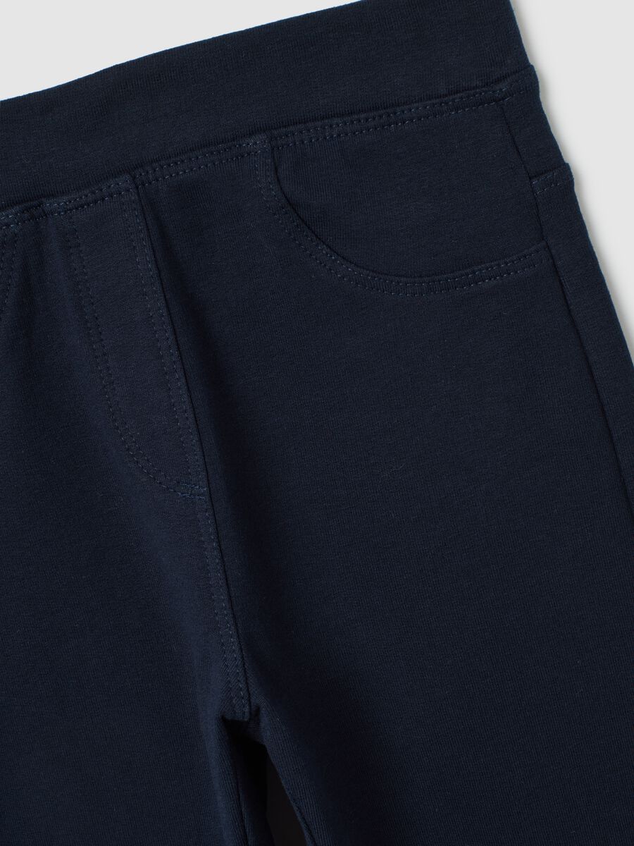 Girls' blue slim fit cotton blend trousers_2