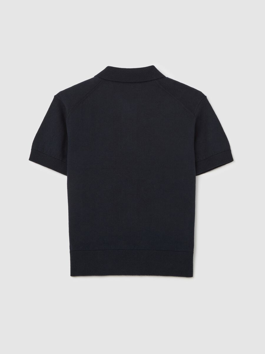 Blue polo shirt with short sleeves_1