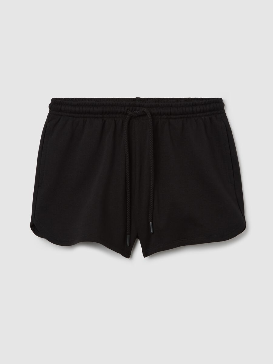 Black French terry shorts with drawstring_4