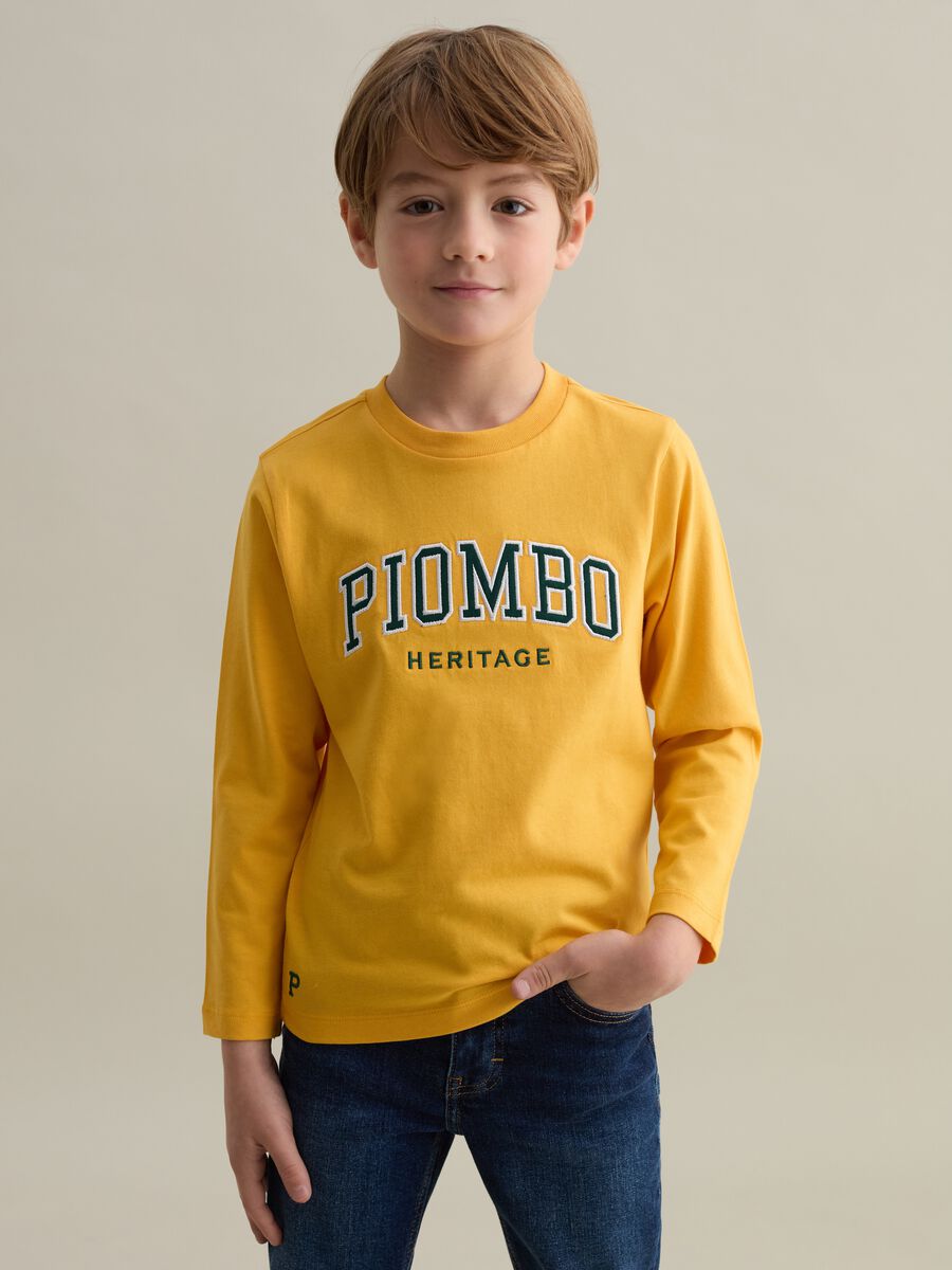 Long-sleeved T-shirt with logo embroidery_0
