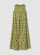 Green maxi dress in pure cotton with V-neck and print_4