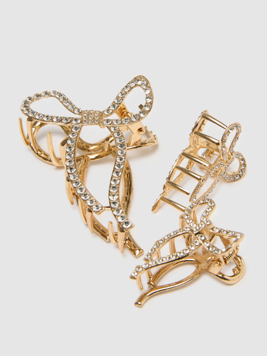Golden hair accessory tripack with rhinestones_2