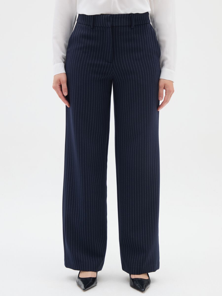 Blue trousers with elastic waistband_1