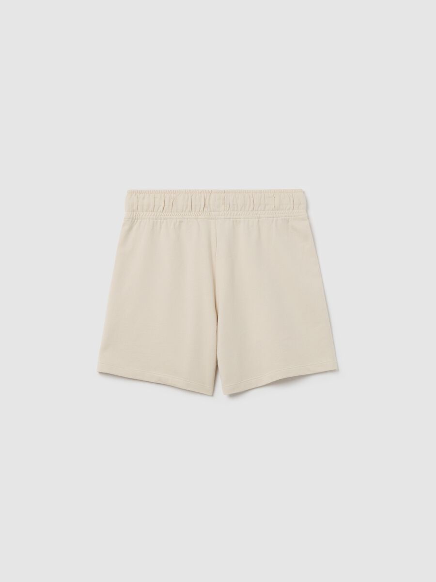 Beige shorts in cotton with drawstring_4