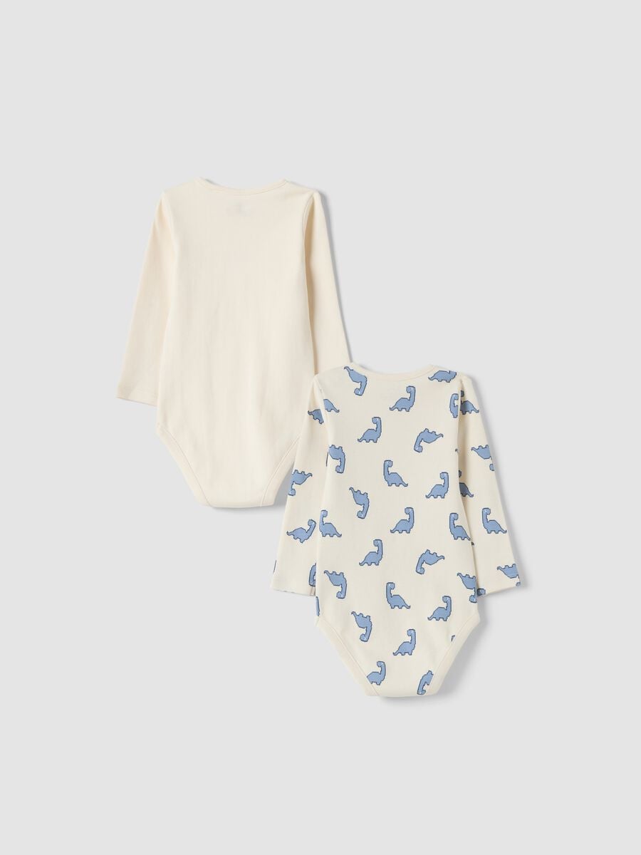 2-pack beige organic cotton bodysuits with crew neck_1