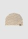 Beige stretch cotton hat with animal print for girls_0