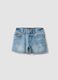 Girls&rsquo; blue pure cotton denim shorts, regular fit with rhinestones_0