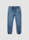 Blue stretch-cotton jogger jeans with drawstring for boys_0