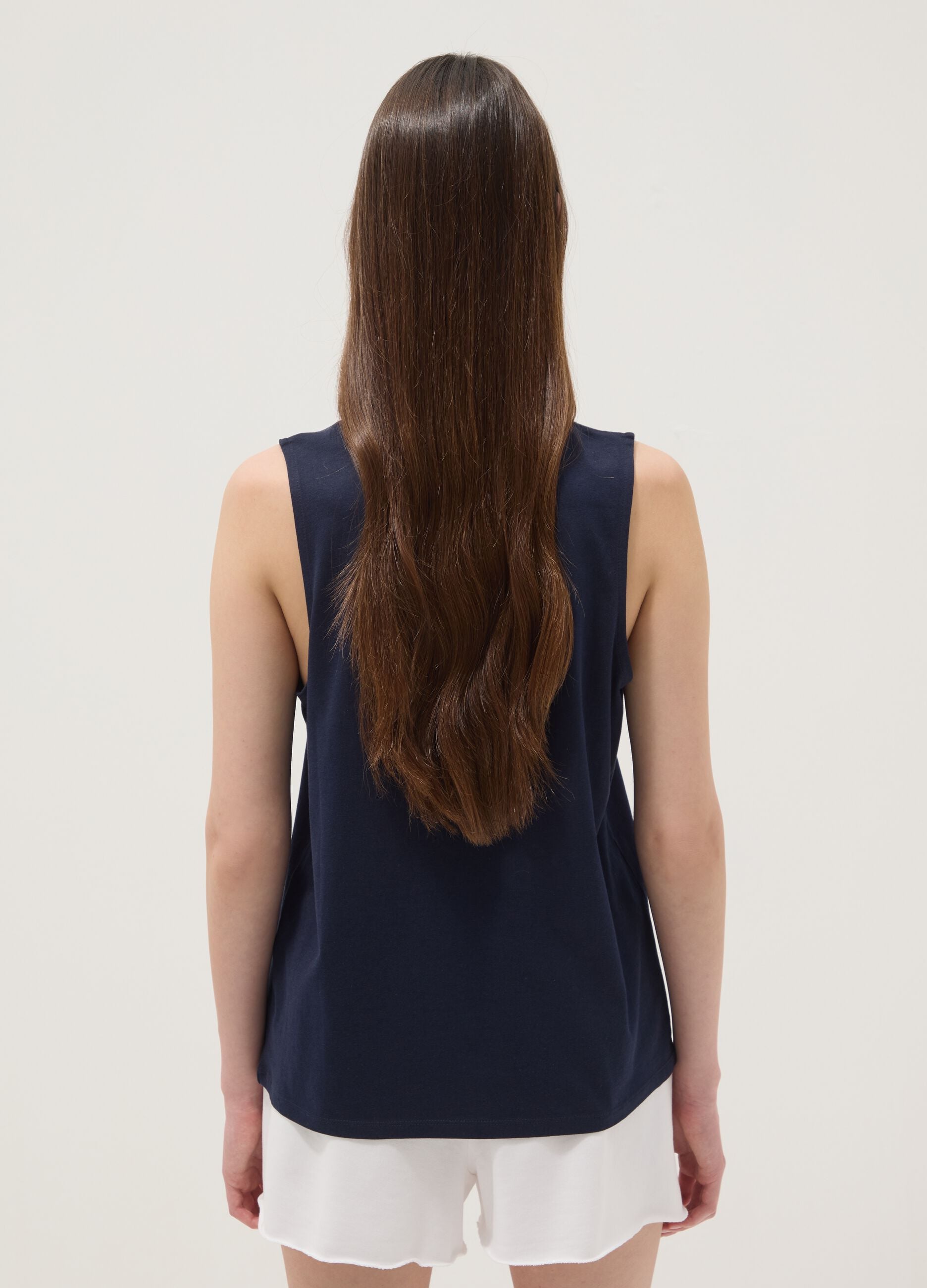 Blue pure cotton tank top