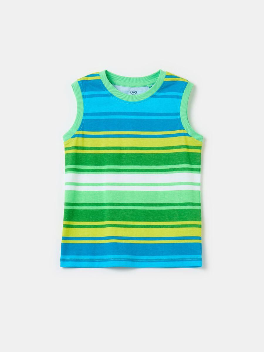 Tank top in cotone a righe_0