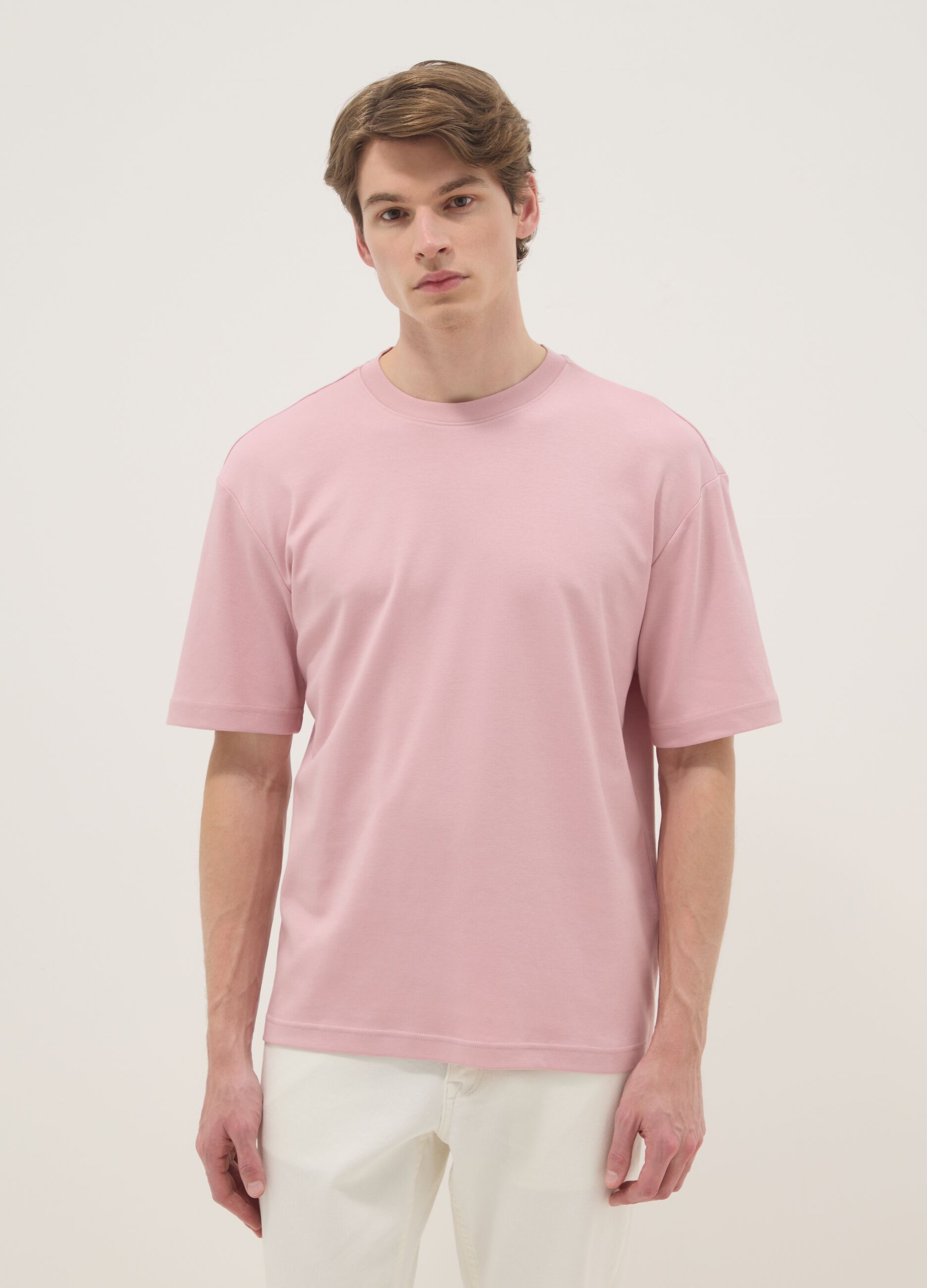 Pink pure cotton short-sleeve T-shirt &ndash; relaxed fit