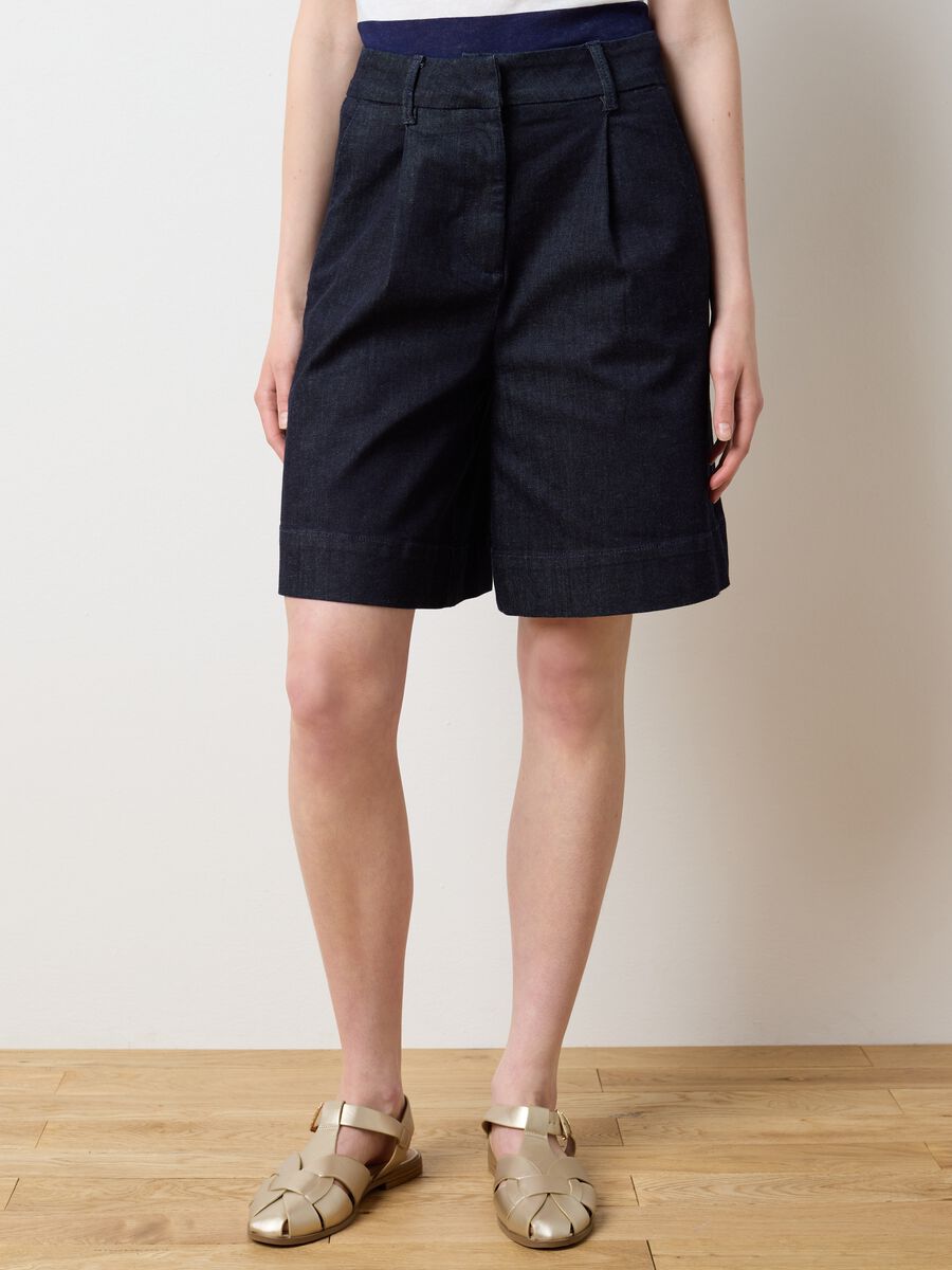 Women's Wide Leg Denim Blue Shorts_1