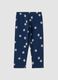 Girls' skinny blue cotton leggings with flowers_1