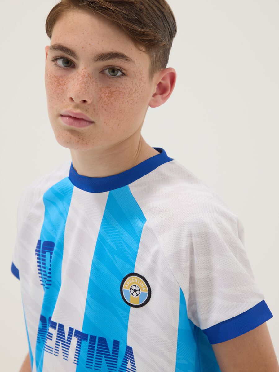 Kids&rsquo; Argentina striped T-shirt in white and sky blue, oversized fit_2