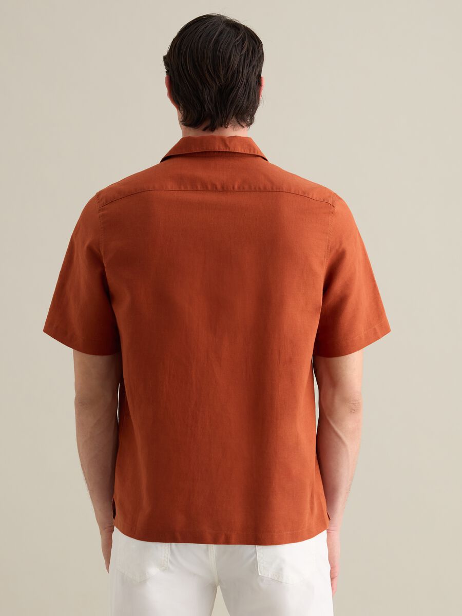 Orange Casual Shirt in Linen and Cotton Blend_3