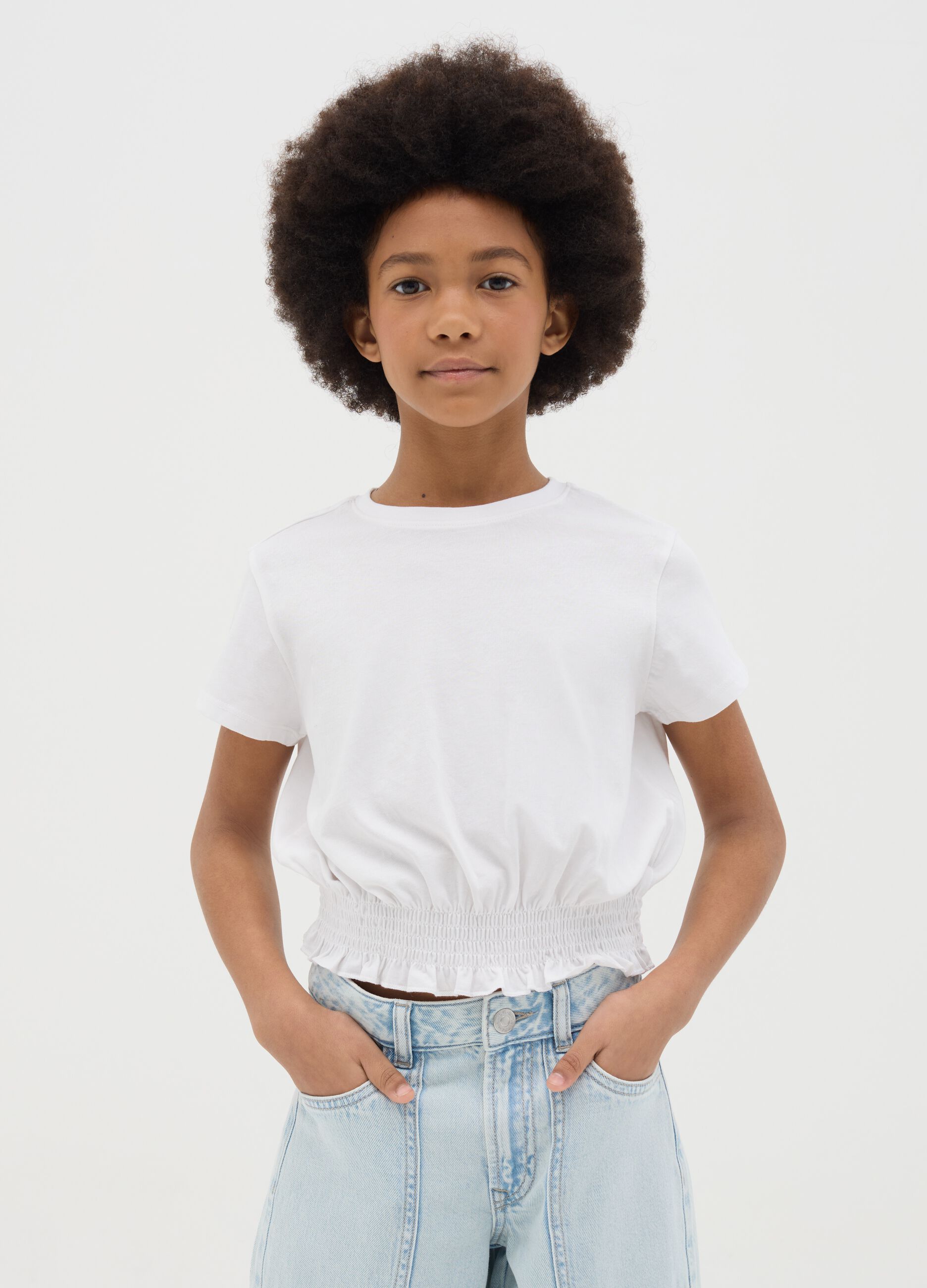 Pure cotton white T-shirt for girls