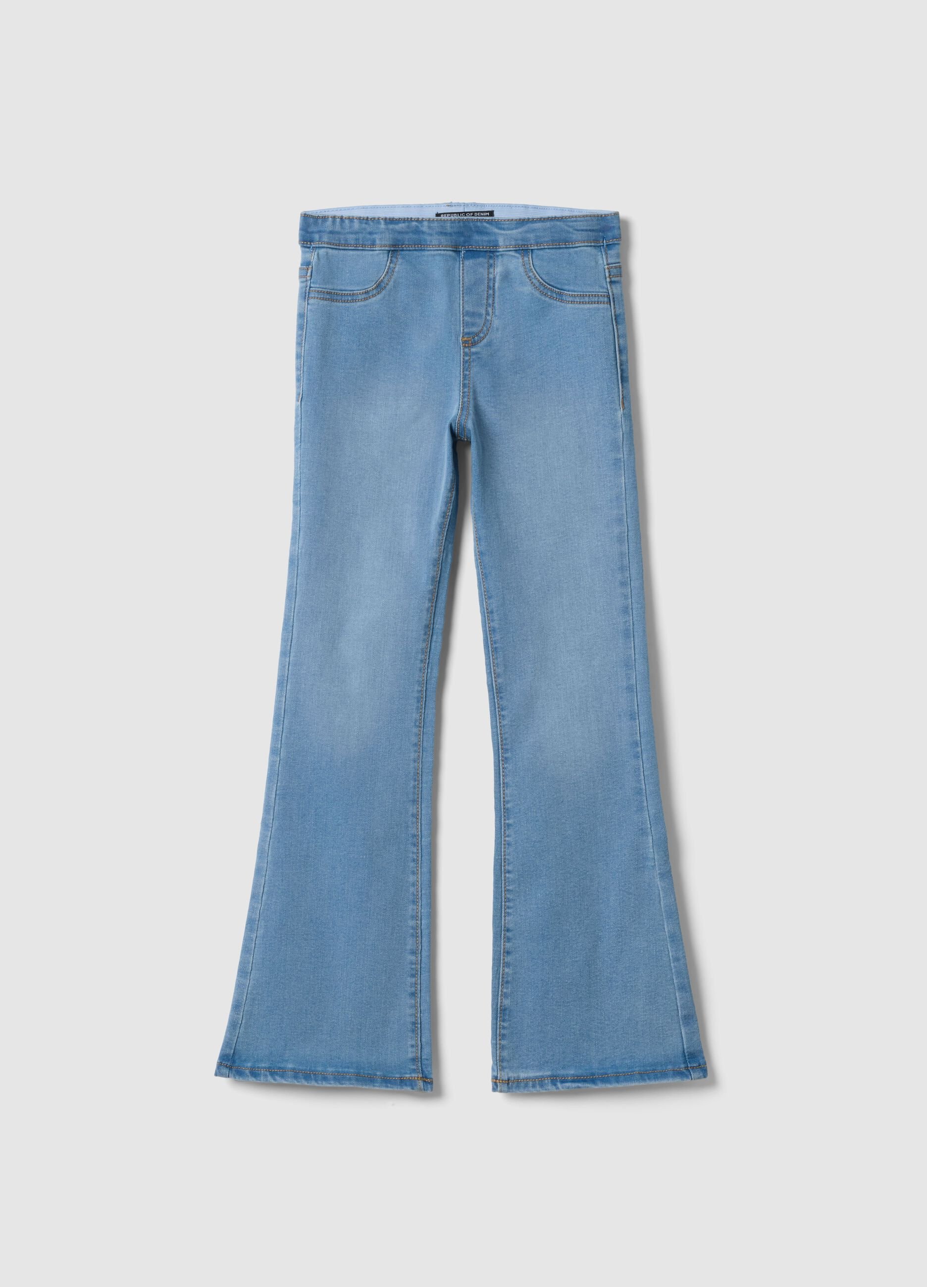 Girls' azure cotton blend flare fit jeggings