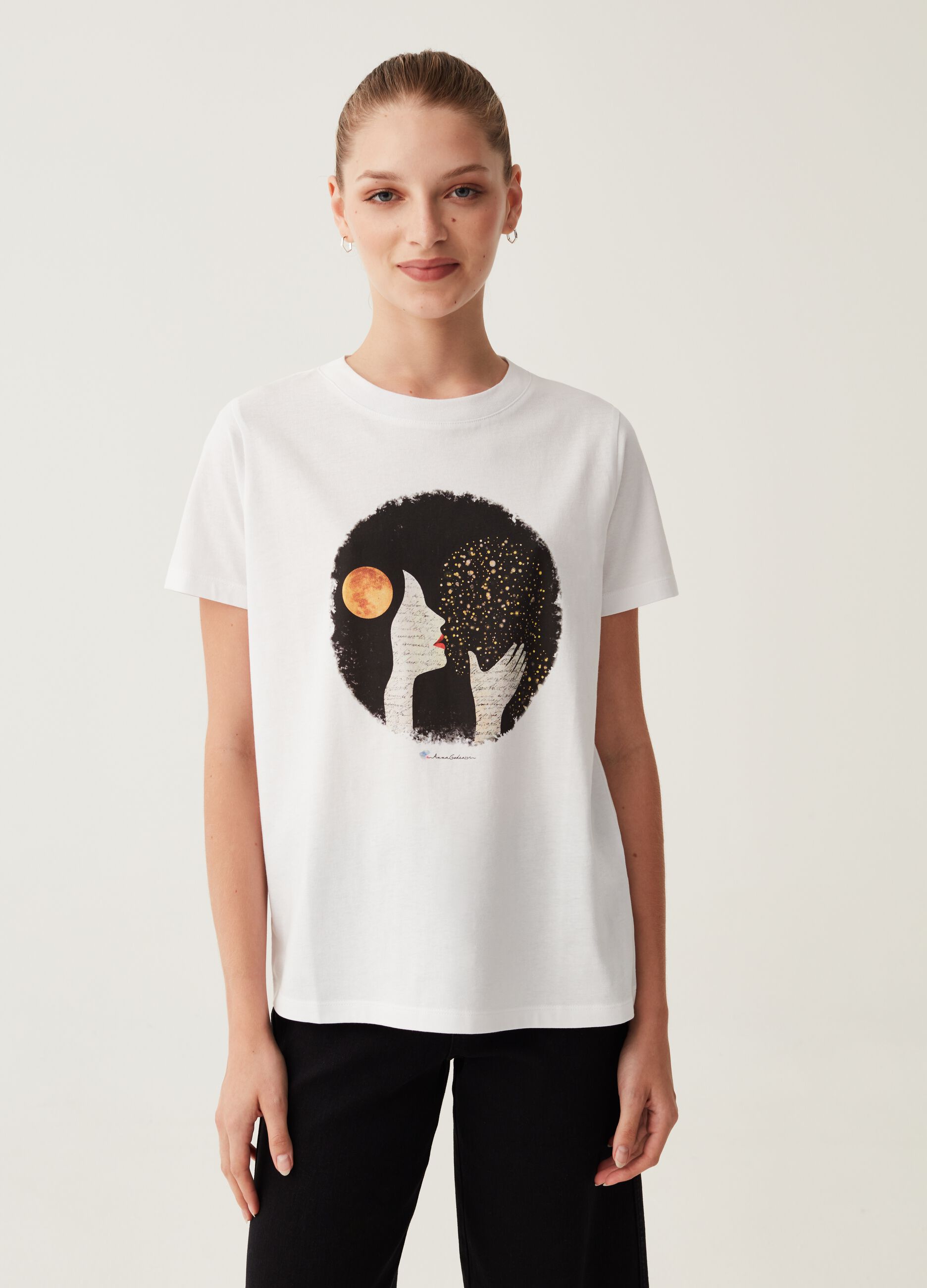 T-shirt in cotone con stampa Anna Godeassi_1