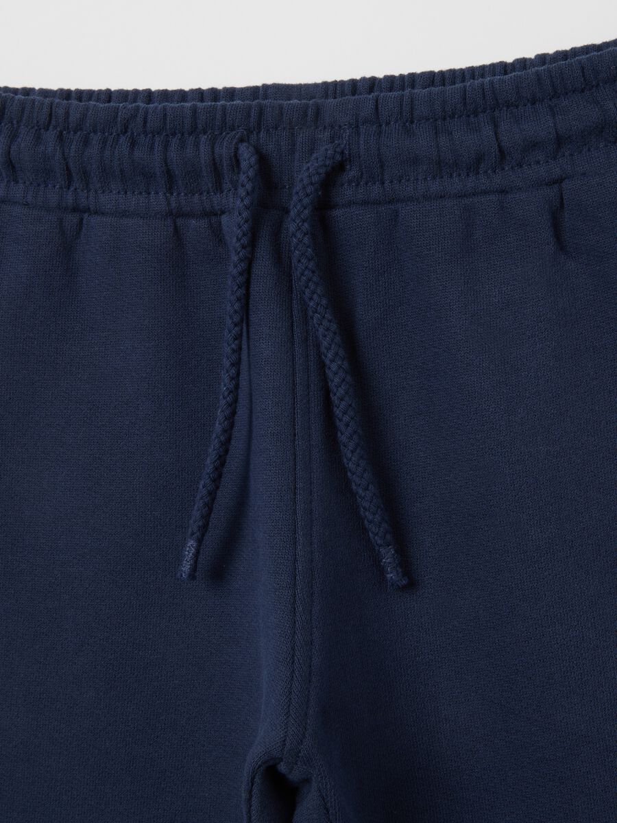 Kids' Joggers in Pure Blue Cotton Regular Fit with Teddy Bear_2